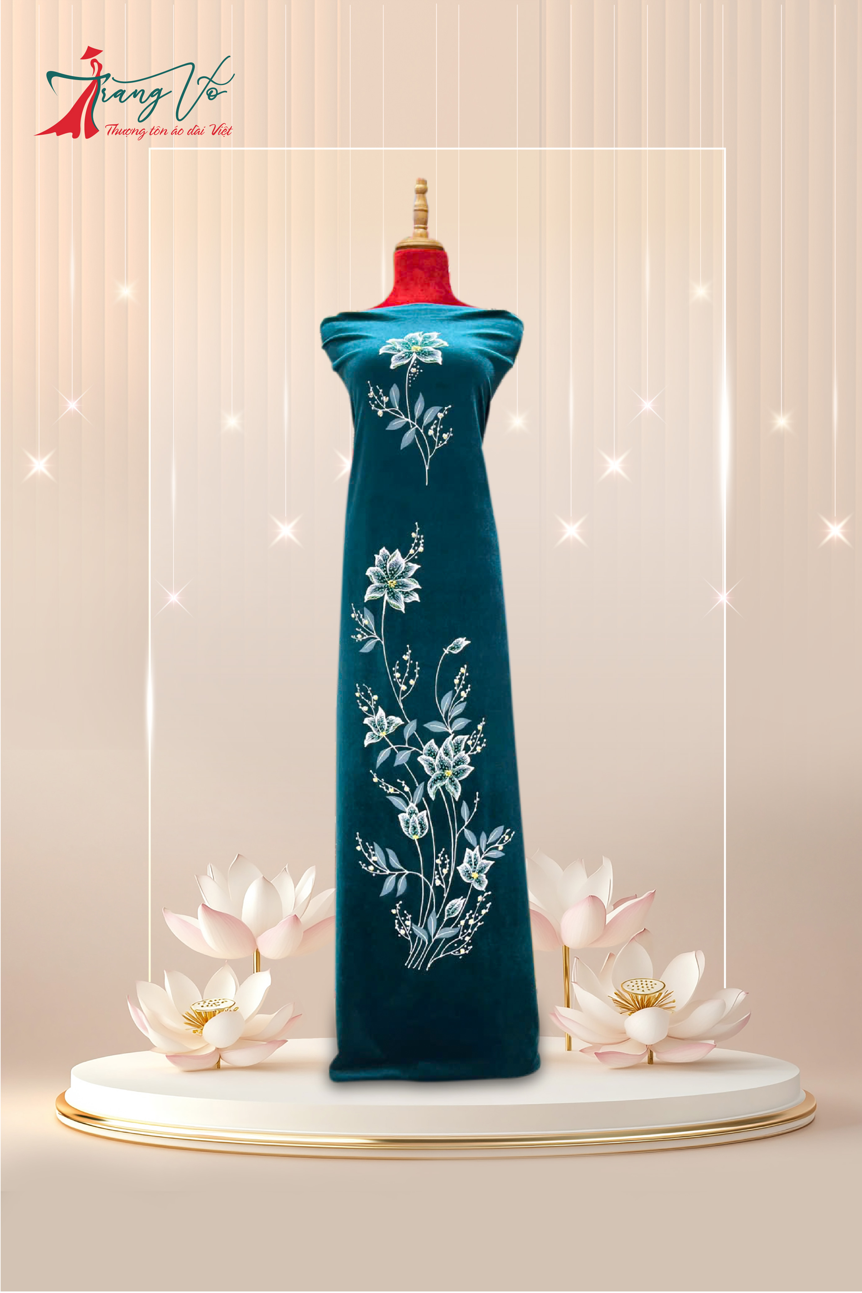 NHUNG THUN VẼ HOA TINH TẾ KẾT PHA LÊ XANH SÁNG #29102408